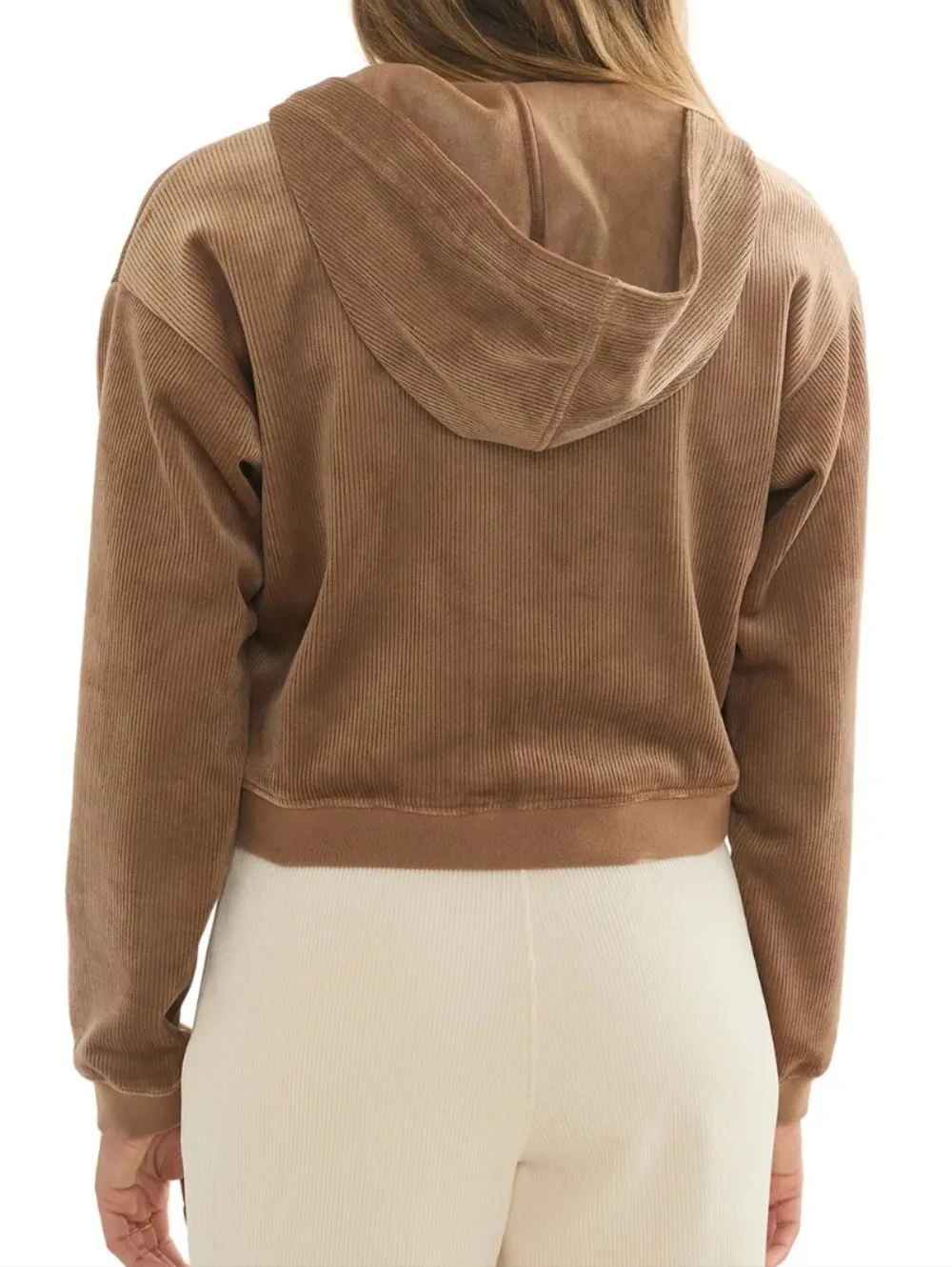 538. Marine Layer Velour Corduroy Zip Up Hoodie | Color: Toffee - Picture 2 of 10